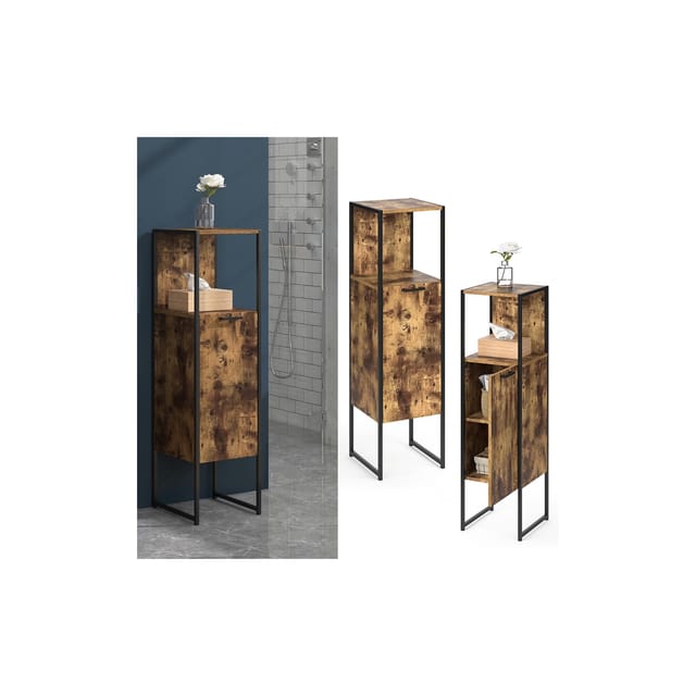 Vicco Midischrank Fyrk Eiche Rustikal/Schwarz 33 x 121 cm