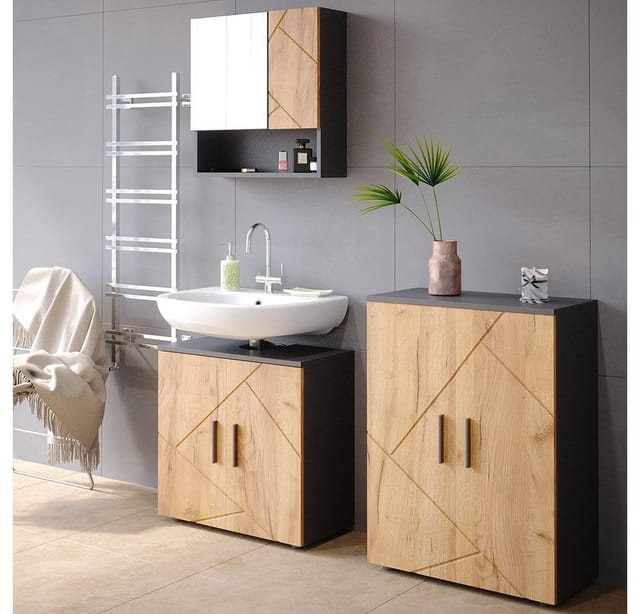 Vicco Midischrank Irma Anthrazit/Goldkraft Eiche 60 x 81 cm