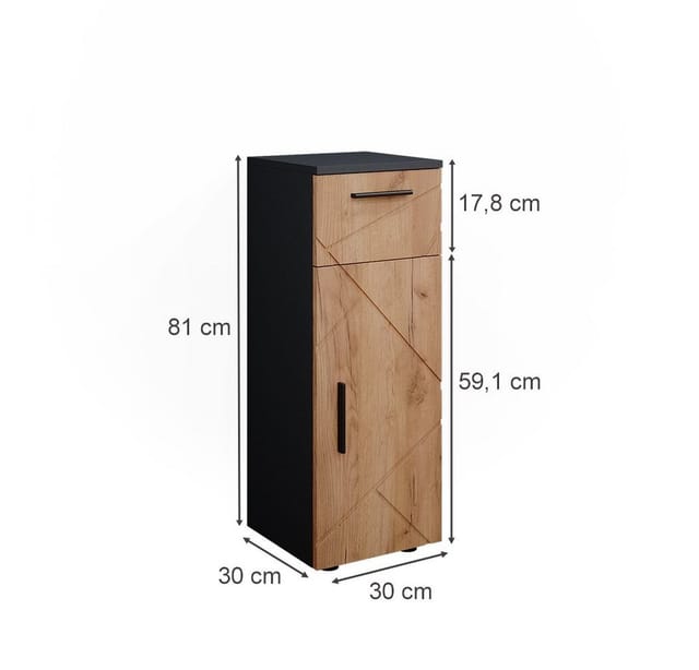 Vicco Midischrank Irma Anthrazit/Eiche 30 x 81 cm