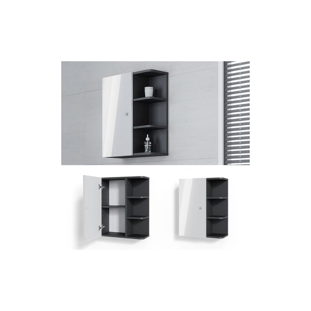 Vicco Badschrank Fynn Weiß Hochglanz/Anthrazit 47 x 59 cm