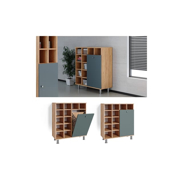 Vicco Badschrank Fynn Grün/Goldkraft Eiche 79 x 92 cm