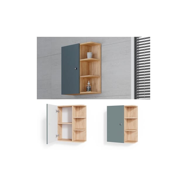 Vicco Badschrank Fynn Grün/Goldkraft Eiche 47 x 59 cm