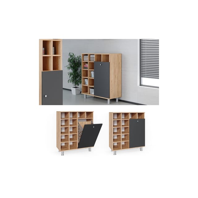 Vicco Badschrank Fynn Anthrazit/Goldkraft Eiche 79 x 92 cm