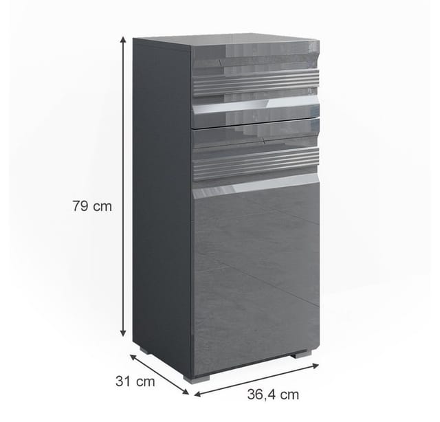 Vicco Midischrank Freddy Anthrazit Hochglanz 36 x 79 cm