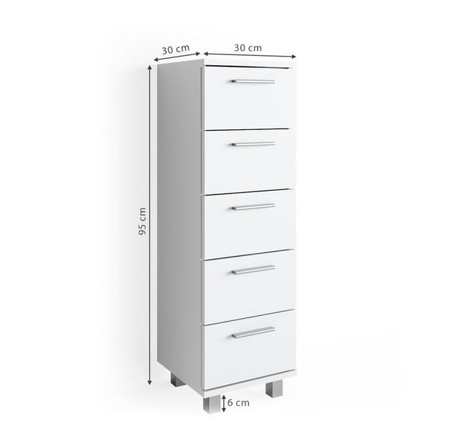 Vicco Badschrank Ilias Weiß 30 x 95 cm