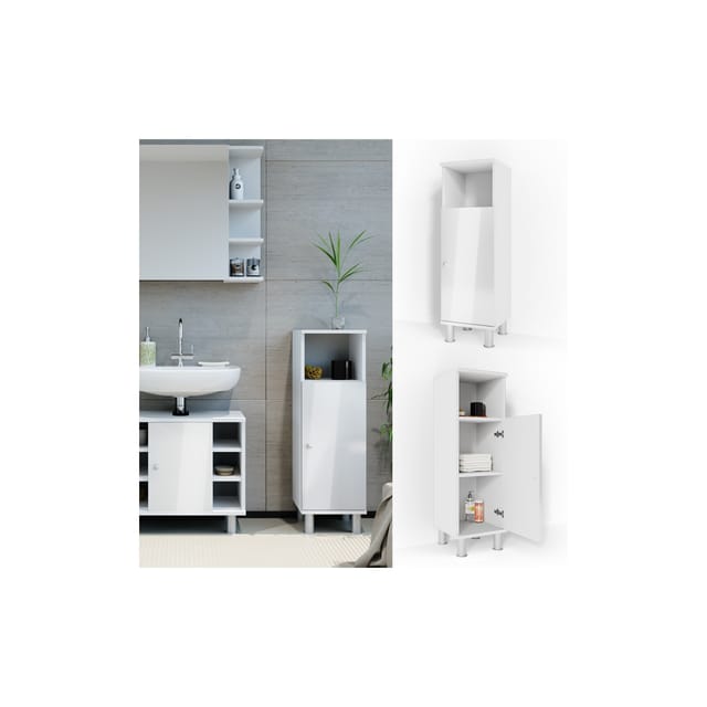 Vicco Midischrank Fynn Weiß Hochglanz 30 x 95 cm