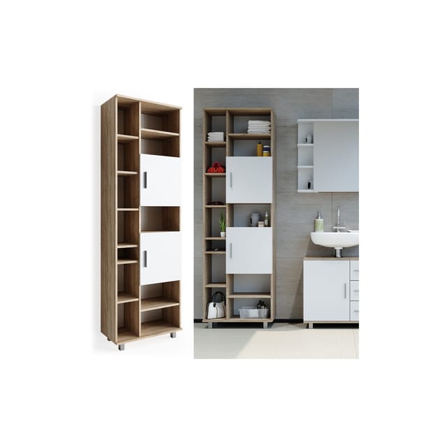 Vicco Badschrank Ilias Sonoma/Weiß 60 x 190 cm