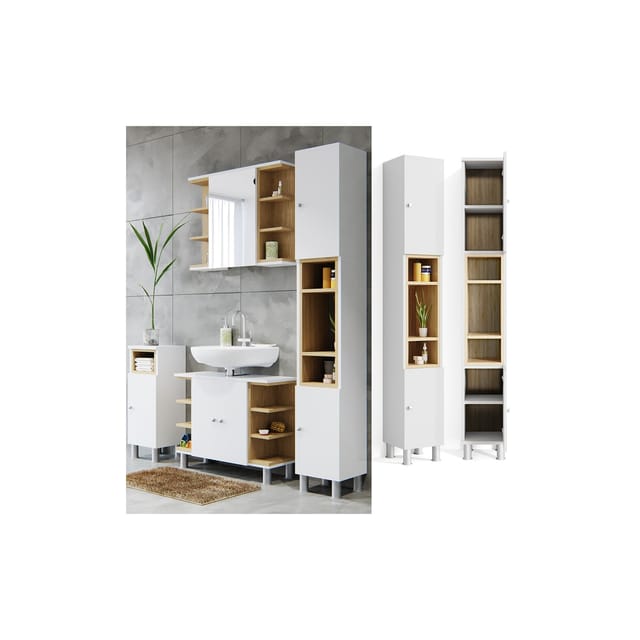 Vicco Badschrank Aquis Weiß/Sonoma 30 x 200 cm