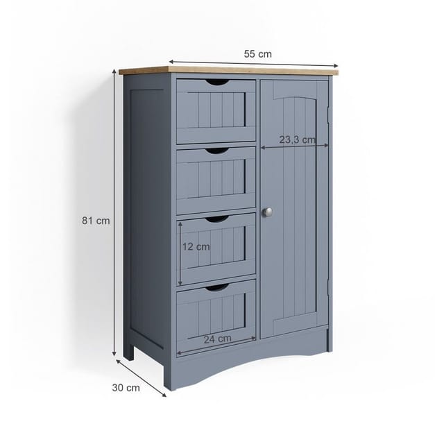 Vicco Badschrank Bianco Grau 55 x 81 cm