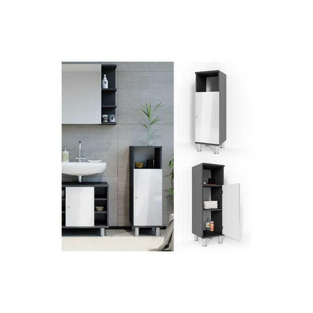 Vicco Midischrank Fynn Anthrazit/Weiß Hochglanz 30 x 95 cm