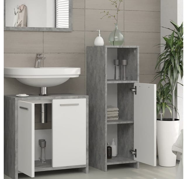Vicco Midischrank Kiko Beton/Weiß 30 x 95 cm