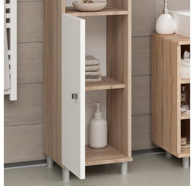 Vicco Badschrank Fynn Weiß/Sonoma/Sonoma 30 x 190 cm