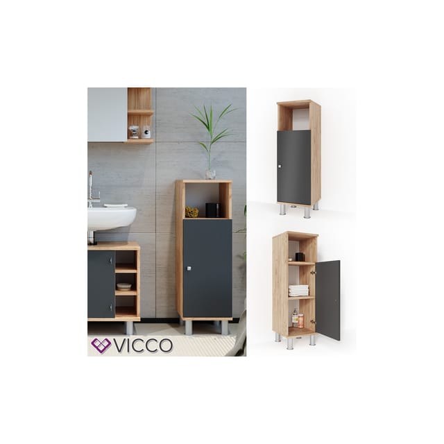 Vicco Midischrank Fynn Anthrazit/Goldkraft Eiche 30 x 95 cm