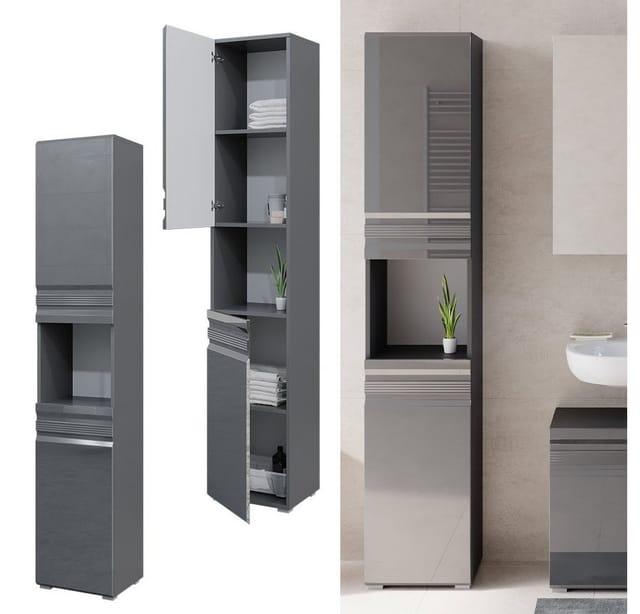 Vicco Badschrank Freddy Anthrazit Hochglanz 36 x 191 cm