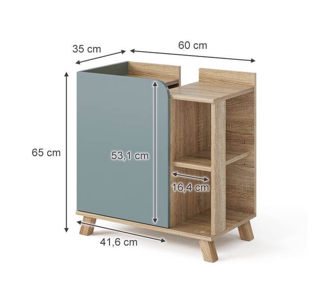 Vicco Waschbeckenunterschrank Karen Sonoma/Blau-Grau 60 x 65 cm mit Tür und Offenen Fächern