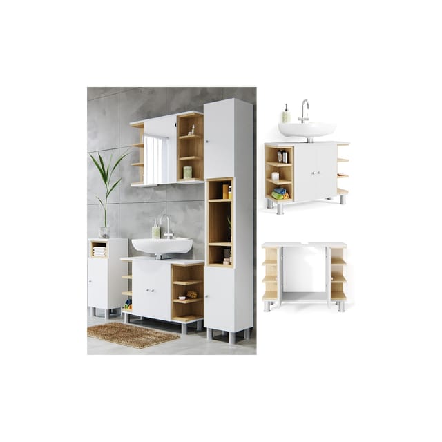 Vicco Waschbeckenunterschrank Aquis Weiß/Sonoma 79 x 64 cm