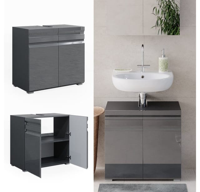 Vicco Waschbeckenunterschrank Freddy Anthrazit Hochglanz 60 x 56 cm