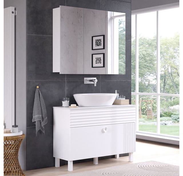 Vicco Waschbeckenunterschrank Sola Weiß 100 x 73 cm mit 2 Schubladen