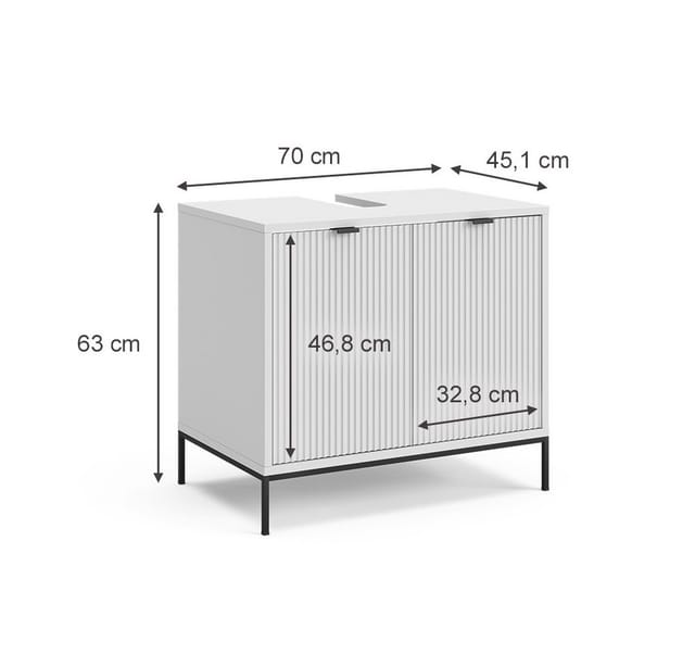 Vicco Waschtischunterschrank Eliza Weiß 70 x 63 cm mit 2 Türen