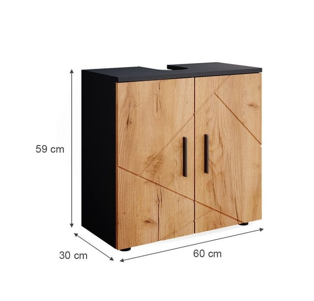 Vicco Waschbeckenunterschrank Irma Anthrazit/Eiche 60 x 59 cm
