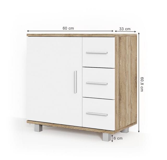 Vicco Waschbeckenunterschrank Ilias Sonoma/Weiß 60 x 61 cm