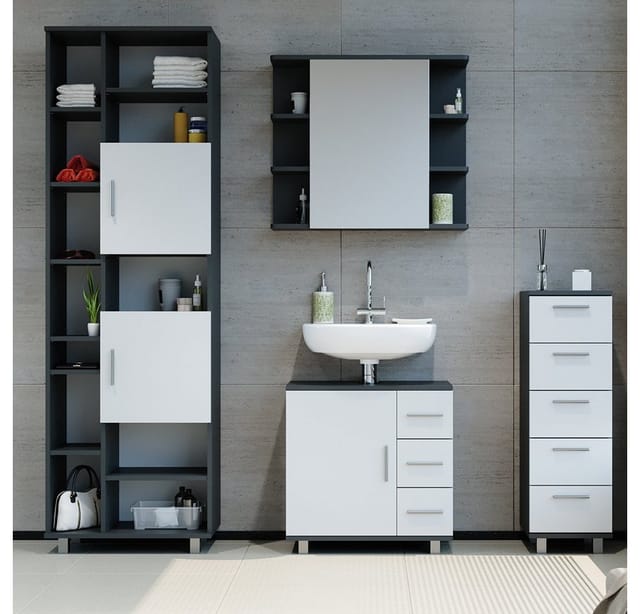 Vicco Waschbeckenunterschrank Ilias Anthrazit/Weiß 60 x 61 cm