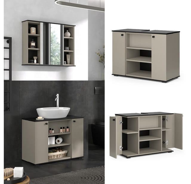Vicco Waschbeckenunterschrank Joli Greige 80 x 59 cm mit 2 Türen