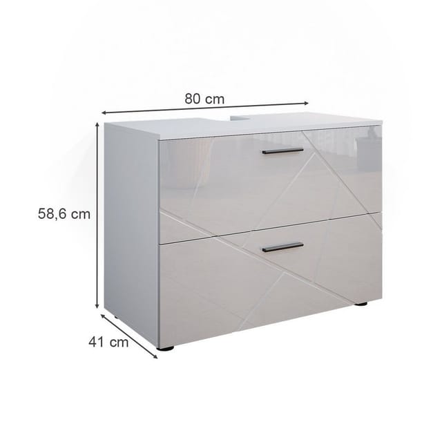 Vicco Waschbeckenunterschrank Irma Weiß Hochglanz 80 x 59 cm