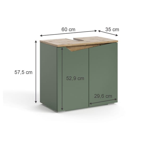 Vicco Waschbeckenunterschrank Marelle Grün/Anthrazit 60 x 58 cm mit 2 Türen