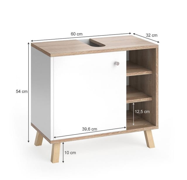Vicco Waschbeckenunterschrank Senyo Weiß/Sonoma 60 x 54 cm