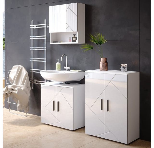Vicco Waschbeckenunterschrank Irma Weiß Hochglanz 60 x 59 cm