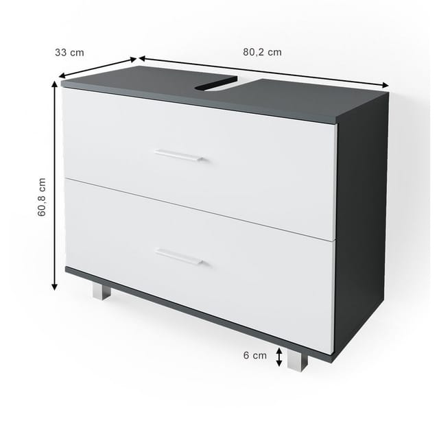 Vicco Waschbeckenunterschrank Ilias Anthrazit/Weiß 80 x 61 cm