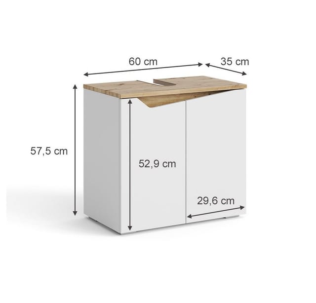 Vicco Waschbeckenunterschrank Marelle Weiß/Artisan-Eiche 60 x 58 cm mit 2 Türen