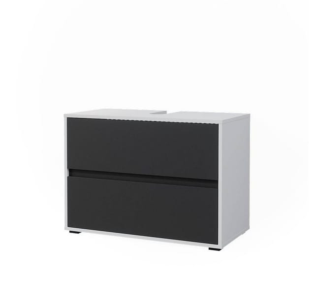 Vicco Waschbeckenunterschrank Maltin Weiß/Anthrazit/Weiß 80 x 58 cm mit Zwei Großen Schublade