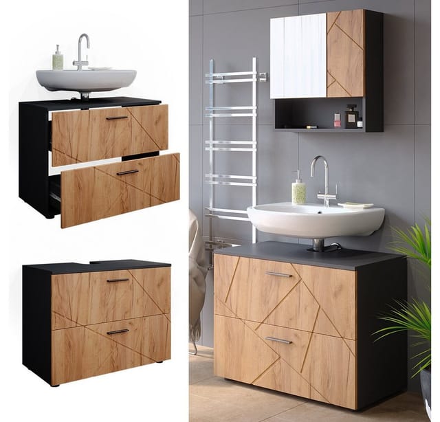 Vicco Waschbeckenunterschrank Irma Anthrazit/Eiche 80 x 59 cm