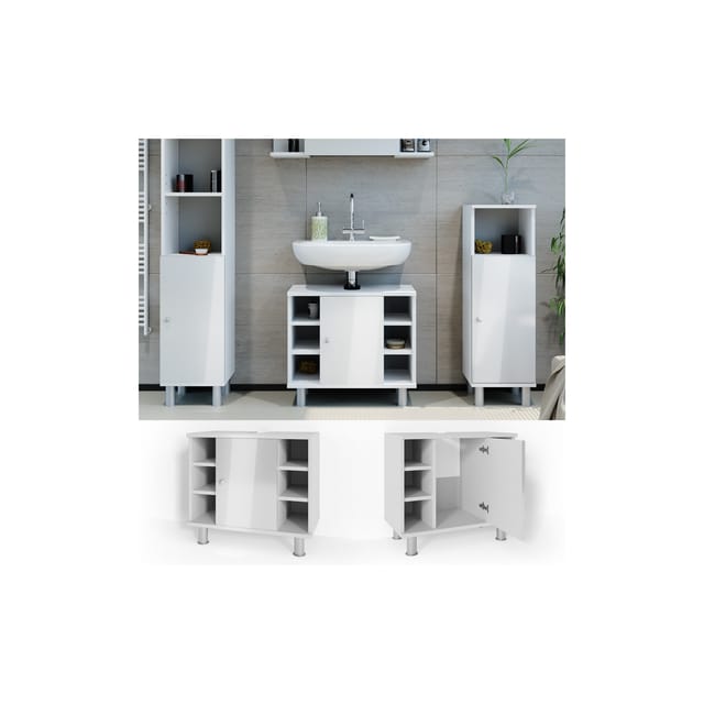 Vicco Waschbeckenunterschrank Fynn Weiß Hochglanz 60 x 54 cm