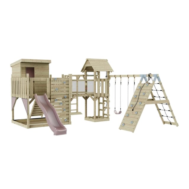 OutdoorToys Spielturm Lars mit Kinderschaukel Altrosa