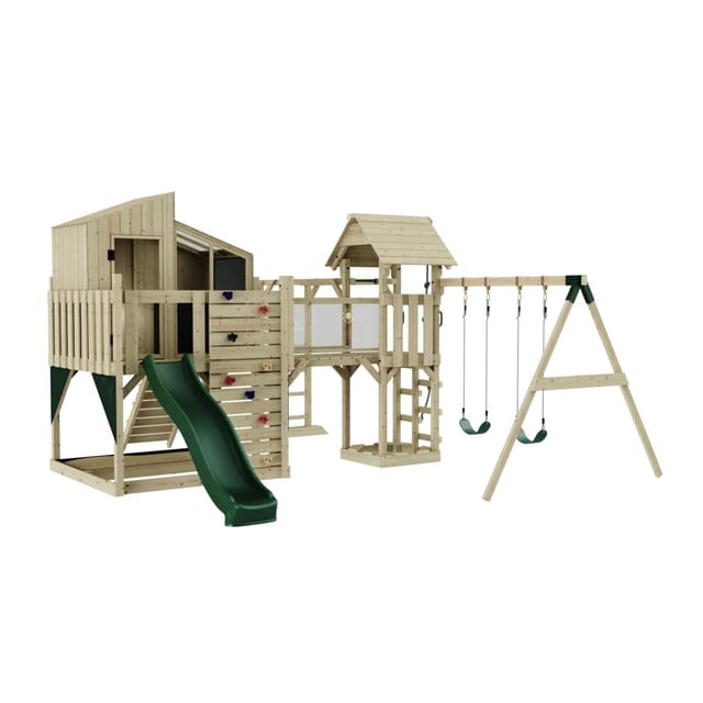 OutdoorToys Spielturm Emma mit Kinderschaukel Dunkelgrün