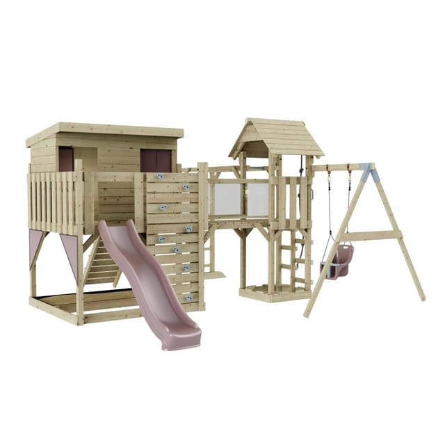 OutdoorToys Spielturm Inga mit Babyschaukel Altrosa