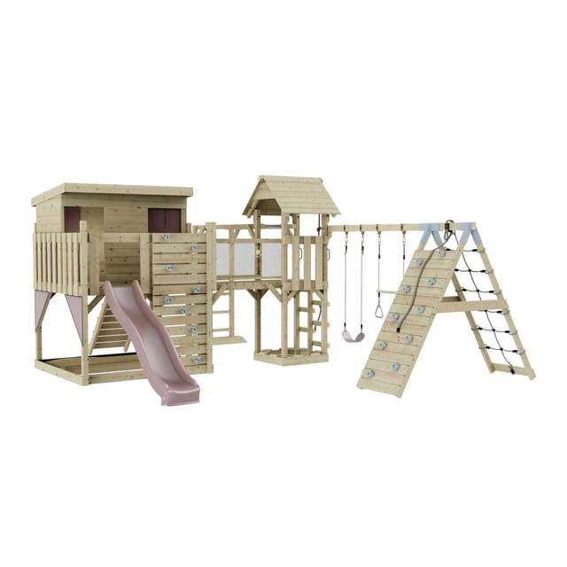 OutdoorToys Spielturm Malin mit Trapezschaukel Altrosa