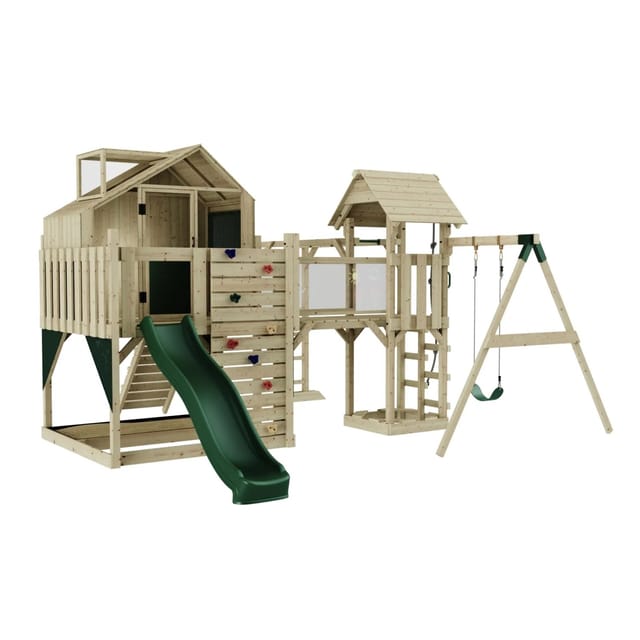 OutdoorToys Spielturm Mille mit Kinderschaukel Dunkelgrün