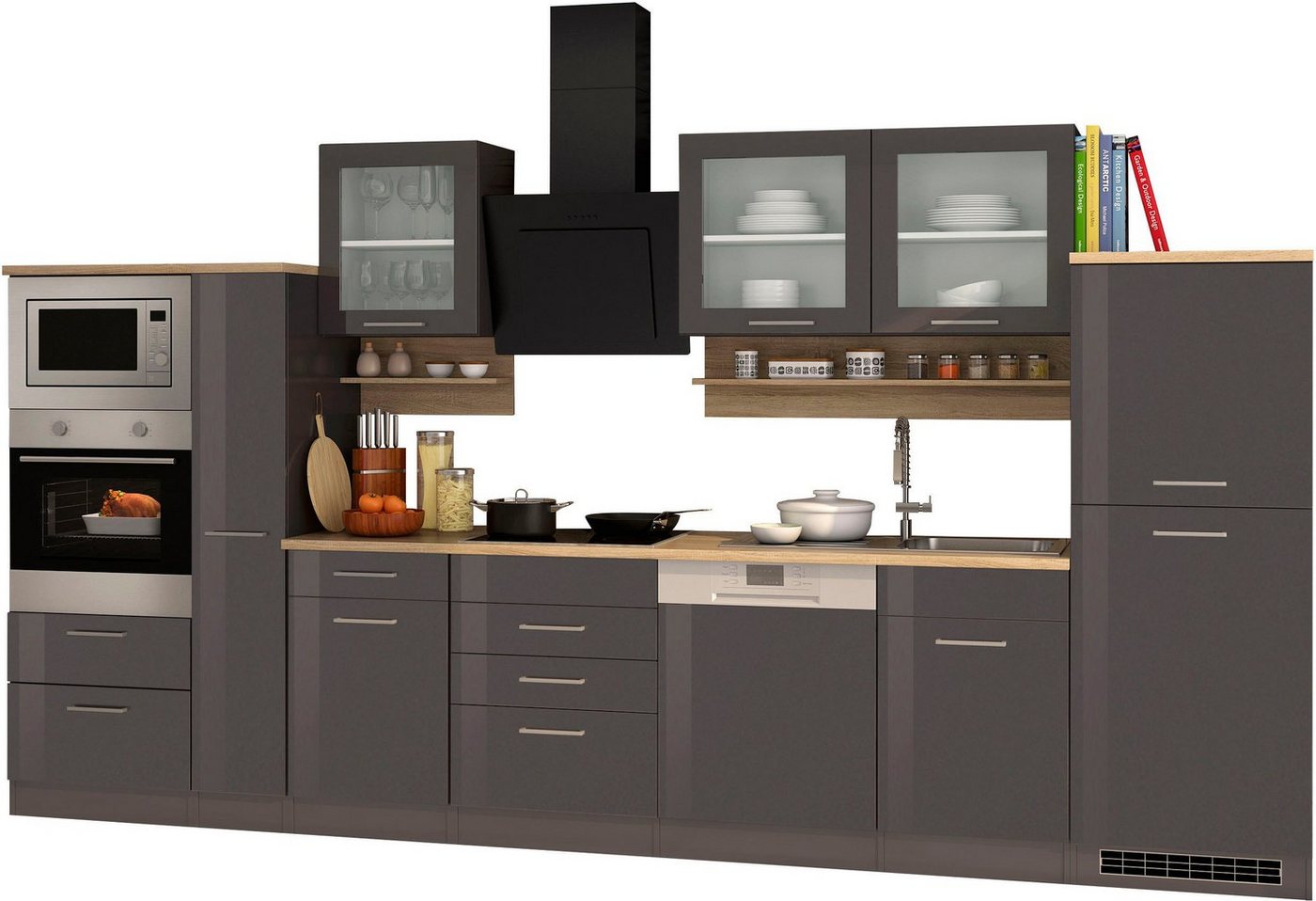 KOCHSTATION Küchenzeile KS-Mailand, Breite 370 cm, mit E-Geräten, MDF Fronten Bild 2