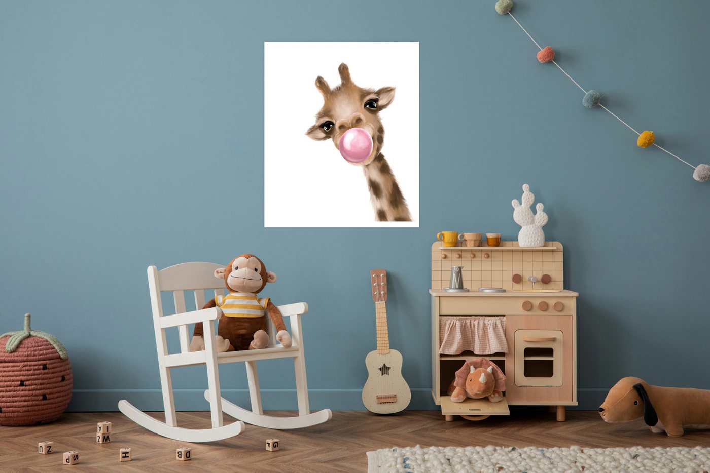 Lüttenhütt Bild mit Rahmen oder Poster, Giraffe mit Kaugummi in Rosa, Fantasy, Giraffe, Giraffen Bilder, Tiere (1 St), HD Premium Druck Bild 2