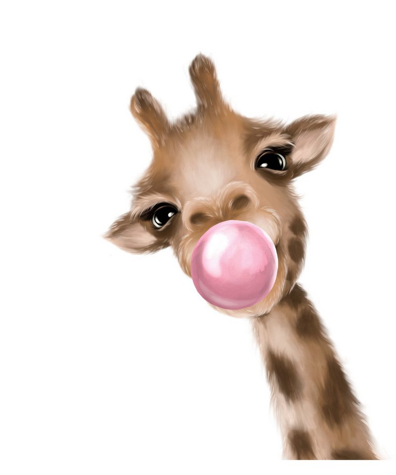 Lüttenhütt Bild mit Rahmen oder Poster, Giraffe mit Kaugummi in Rosa, Fantasy, Giraffe, Giraffen Bilder, Tiere (1 St), HD Premium Druck Bild 3