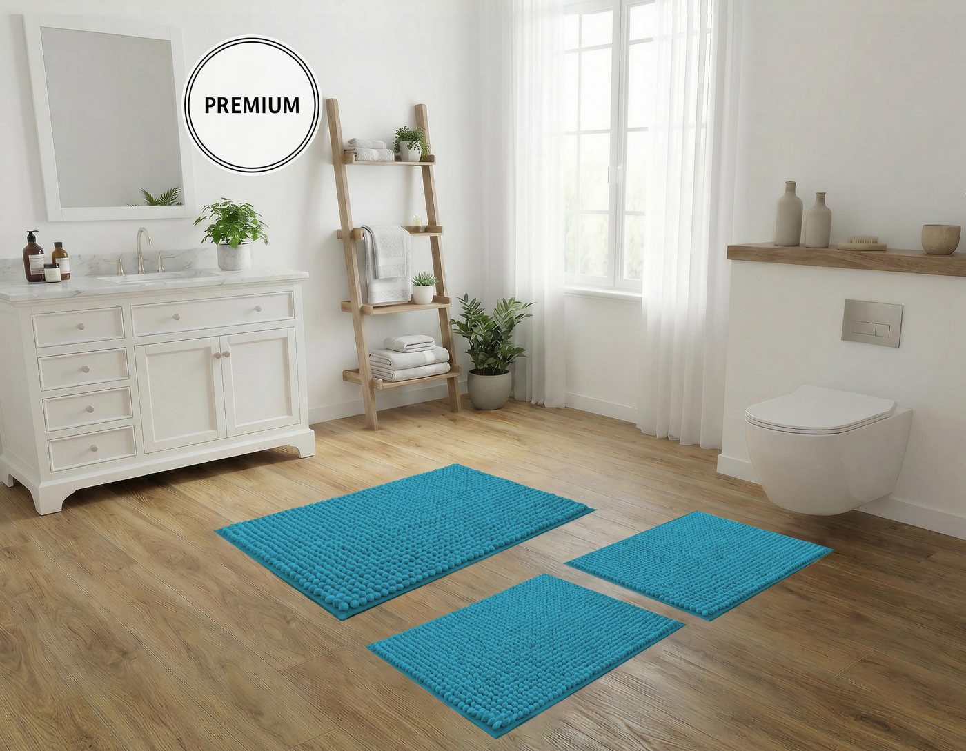 OTTO home Badematte Vanessa Chenille, Standard & Premium, 15cm oder 20cm, auch als 2er Set, rutschhemmend beschichtet, schnell trocknend, strapazierfähig, fußbodenheizungsgeeignet, Polyester, rechteckig, 2-tlg. 45 cm x 50 cm, Uni Farben, besonders weich, flauschig, Badvorleger Bild 4