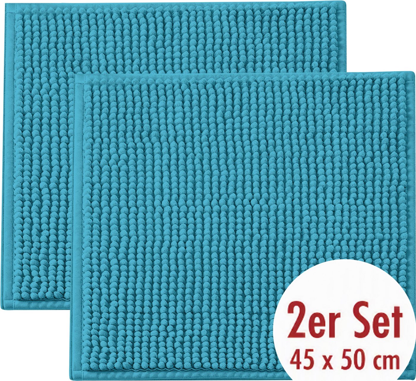 OTTO home Badematte Vanessa Chenille, Standard & Premium, 15cm oder 20cm, auch als 2er Set, rutschhemmend beschichtet, schnell trocknend, strapazierfähig, fußbodenheizungsgeeignet, Polyester, rechteckig, 2-tlg. 45 cm x 50 cm, Uni Farben, besonders weich, flauschig, Badvorleger Bild 5