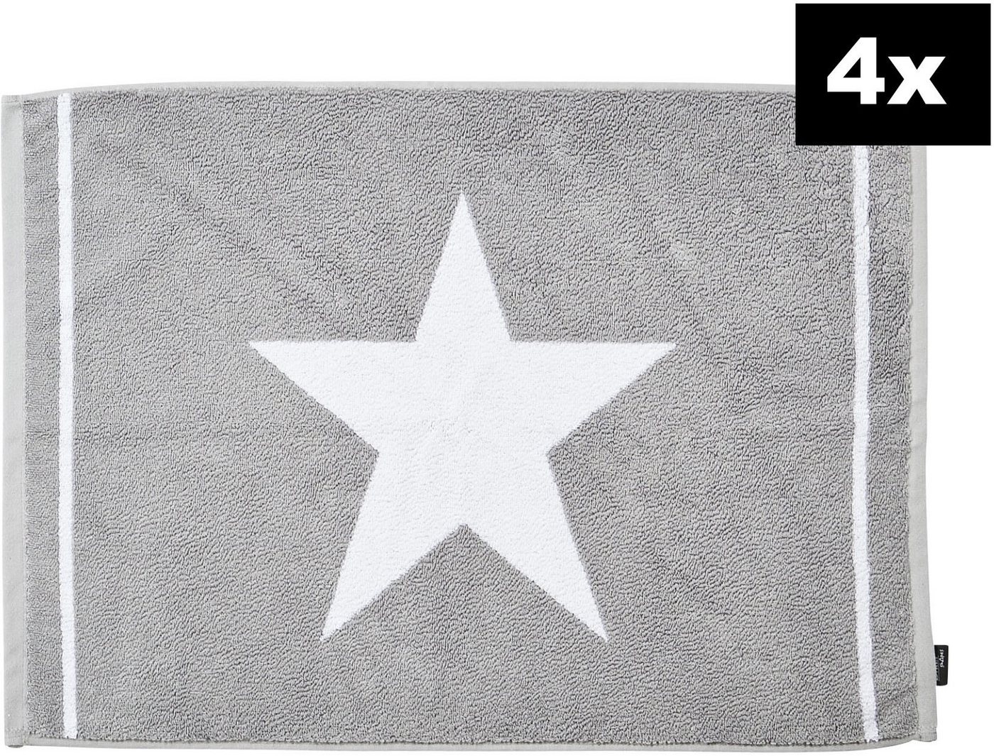 done.® Badematte DAILY SHAPES Star 4er-Set, Höhe 5 mm, fußbodenheizungsgeeignet, Baumwolle, rechteckig, Badvorleger aus 100% Baumwolle, Jacquardgewebt