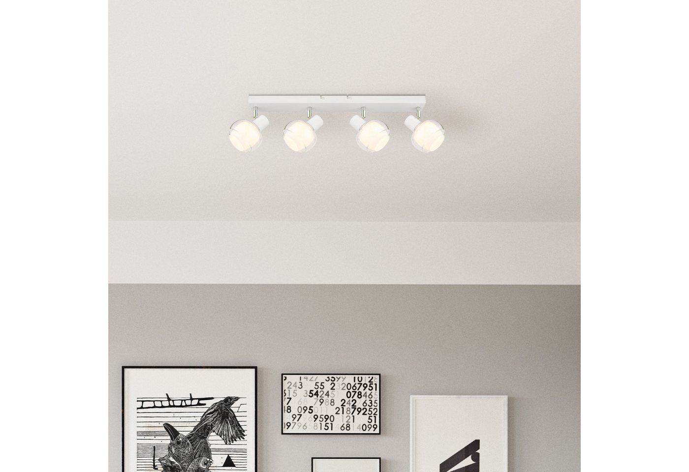 GLOBO LIGHTING Deckenstrahler TOKKI, ohne Leuchtmittel, Deckenspot/weiß/Glas klar/Glas opal/Flur/Wohnzimmer Bild 2