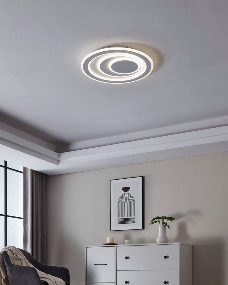 EGLO Deckenleuchte Palagiano 1 Deckenlampe, Flurlampe aus Metall und Kunststoff, Lampe, LED fest integriert, Neutralweiß, Wand-/Deckenleuchte - H5 x Ø48 cm - weiß - 21W inkl. Bild 5