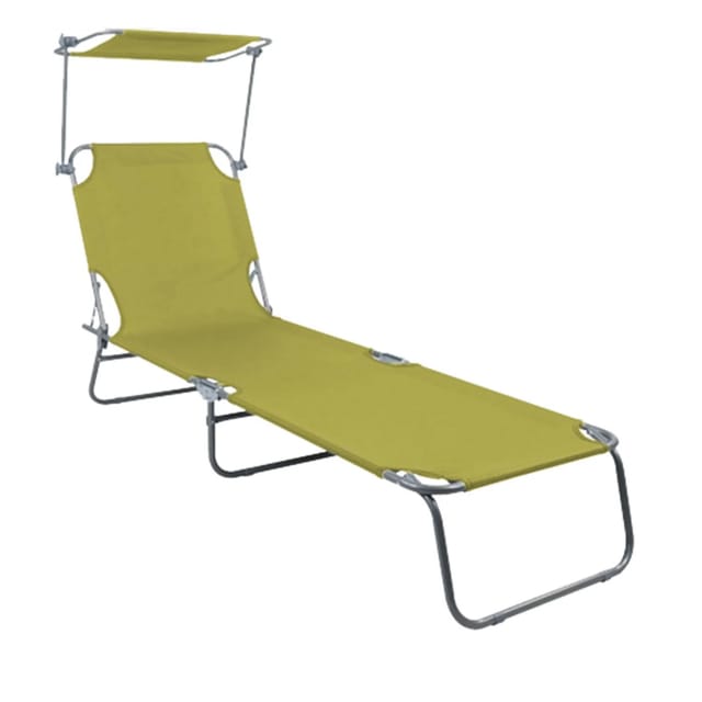 Mojawo Gartenliege Sonnenliege Relaxliege 3 Bein Campingliege Klappbar Mit Tragschlaufen und Sonnenschutzdach 186x55x24CM Lime